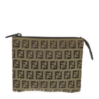 FENDI Zucchino Canvas Pouch Nylon Brown58120