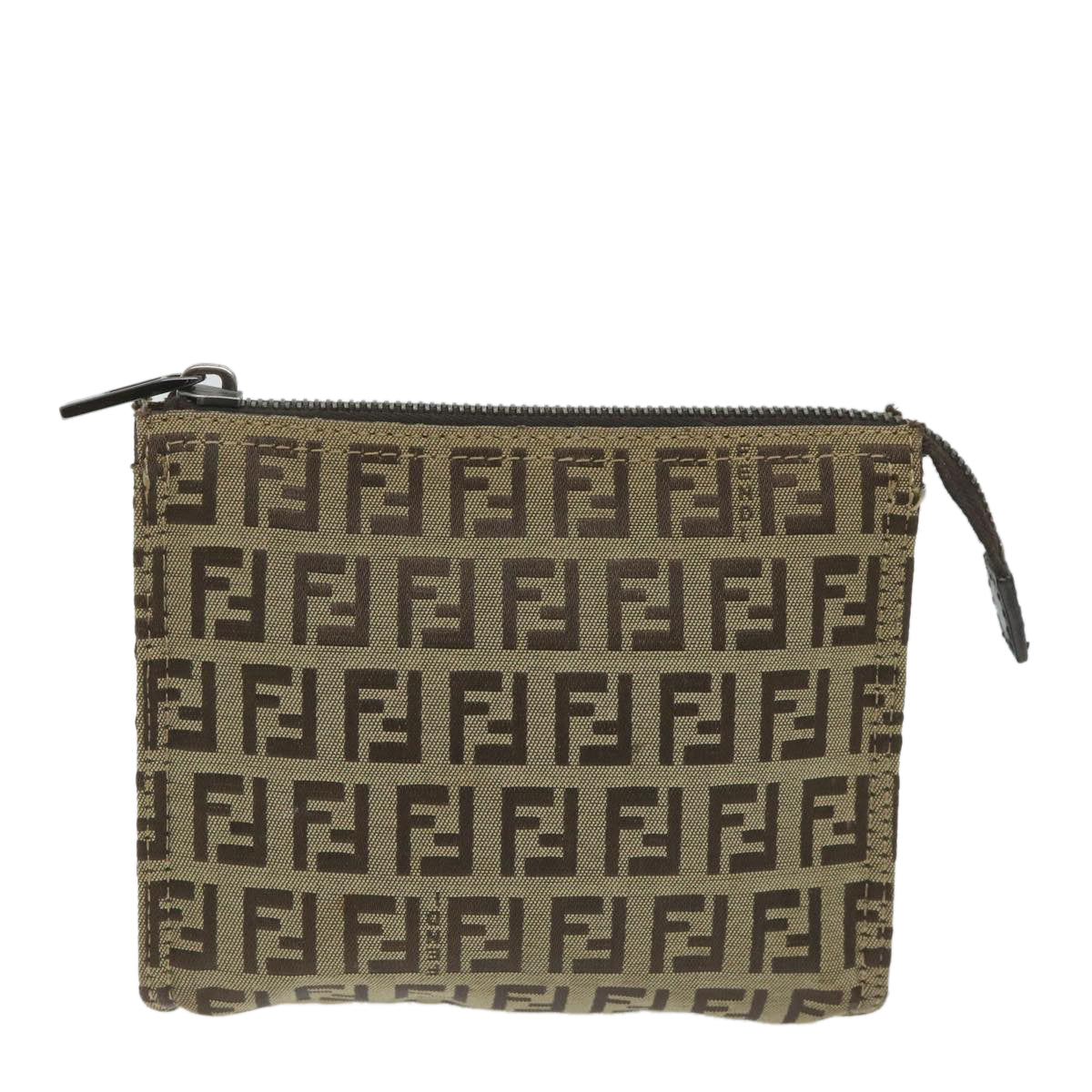 FENDI Zucchino Canvas Pouch Nylon Brown58120