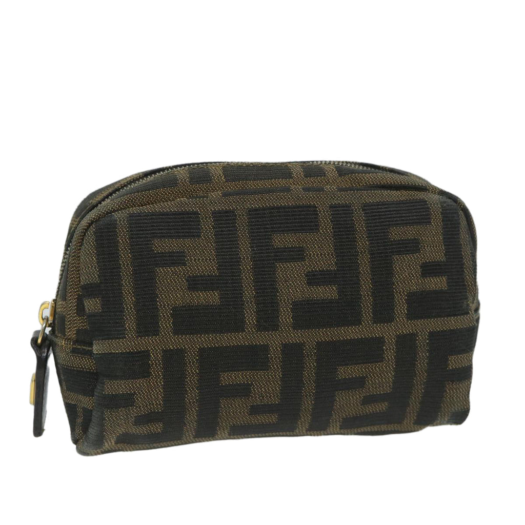 FENDI Zucca Canvas Pouch Nylon Brown Black58128