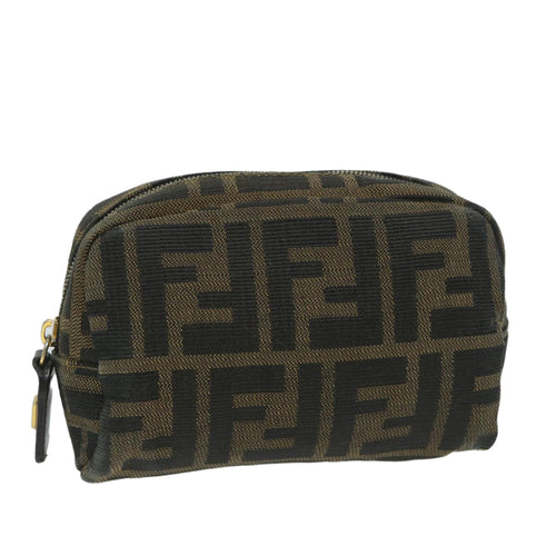 FENDI Zucca Canvas Pouch Nylon Brown Black58128