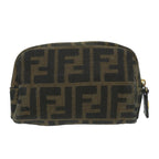 FENDI Zucca Canvas Pouch Nylon Brown Black58128
