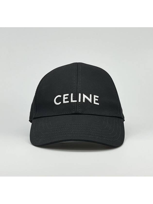CELINE Embroidered Logo Cotton Ball Cap Black