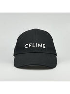 CELINE Embroidered Logo Cotton Ball Cap Black