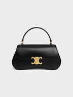 CELINE Teen Lola Triomphe Shiny Calfskin Tote Bag Black