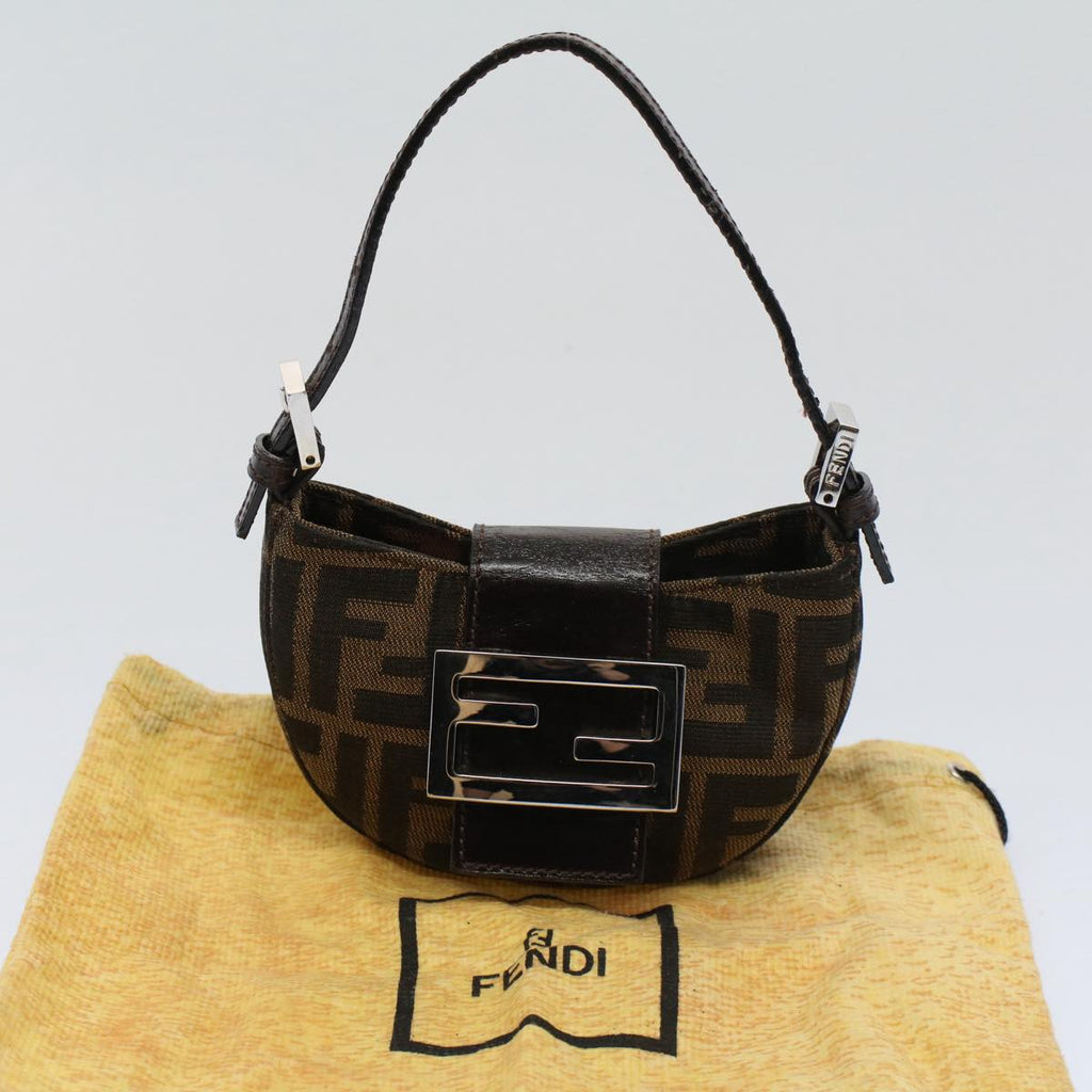 FENDI Zucca Canvas Pouch Black Brown 2305 26673 00958256