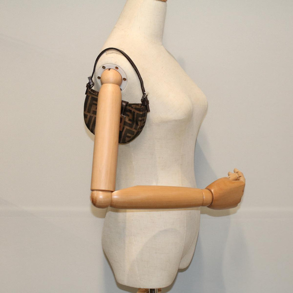 FENDI Zucca Canvas Pouch Black Brown 2305 26673 00958256