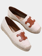 CELINE WoMen's Triomphe Logo Patch Flat Espadrilles Cream
