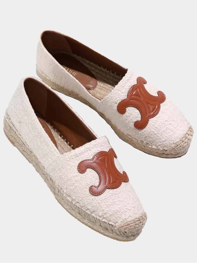 CELINE WoMen's Triomphe Logo Patch Flat Espadrilles Cream