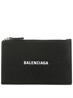 Balenciaga Logo Print Cash Card Wallet Black