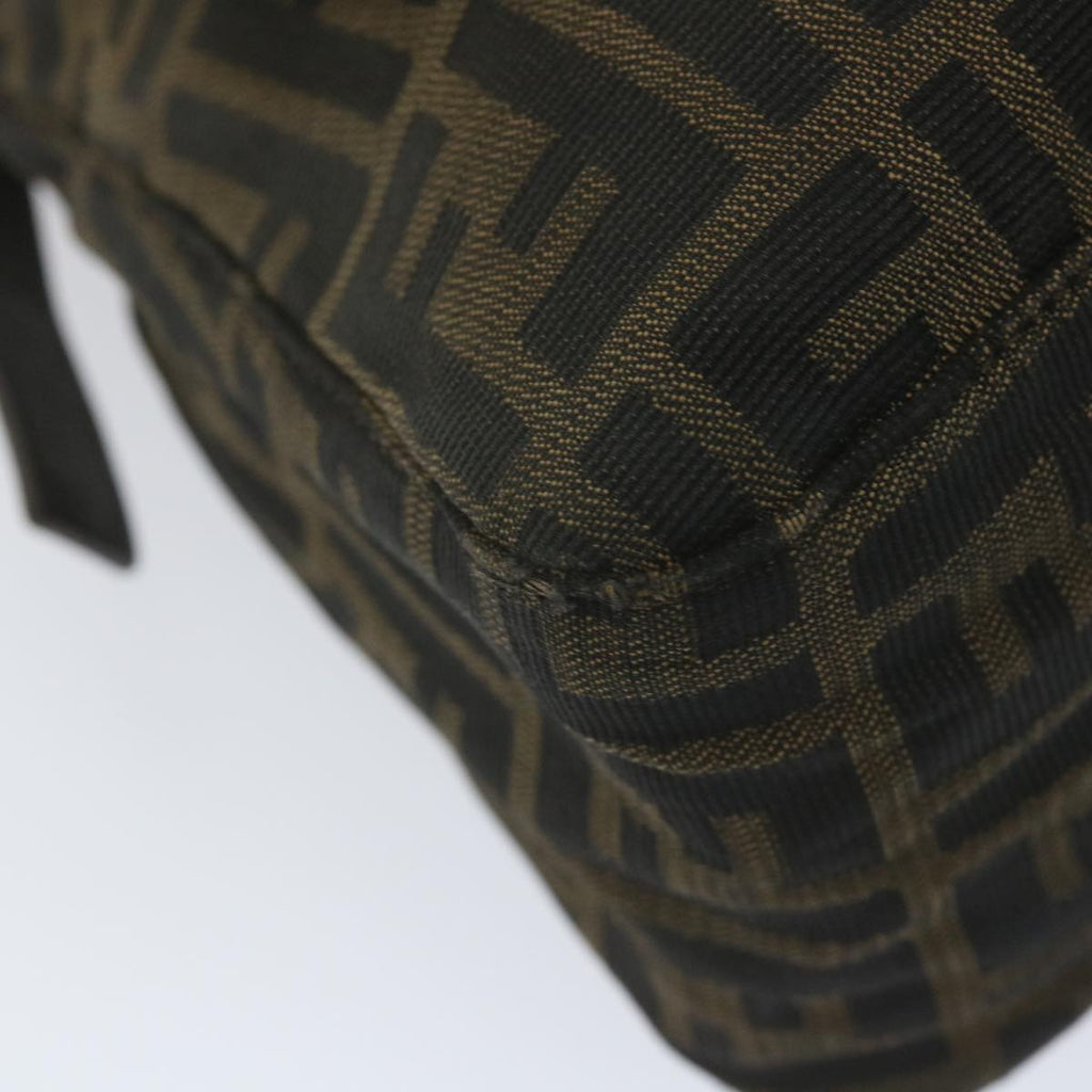 FENDI Zucca Canvas Mamma Baguette Shoulder Bag Black Brown58322