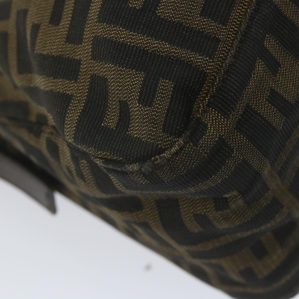FENDI Zucca Canvas Mamma Baguette Shoulder Bag Black Brown58322