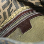 FENDI Zucca Canvas Mamma Baguette Shoulder Bag Black Brown58322