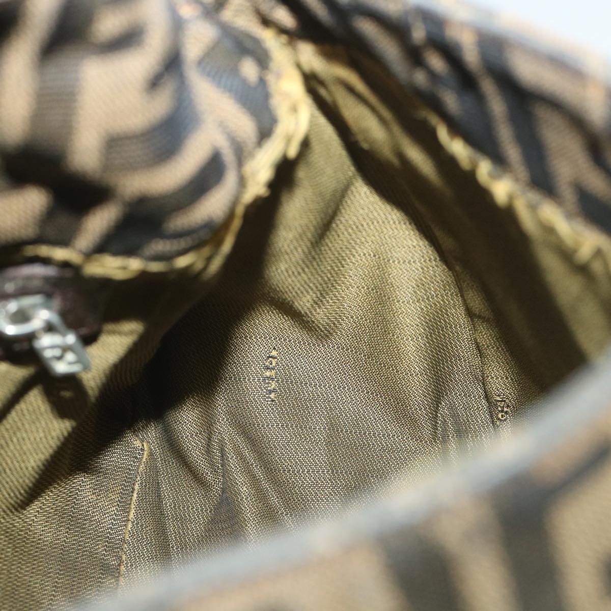 FENDI Zucca Canvas Mamma Baguette Shoulder Bag Black Brown58322