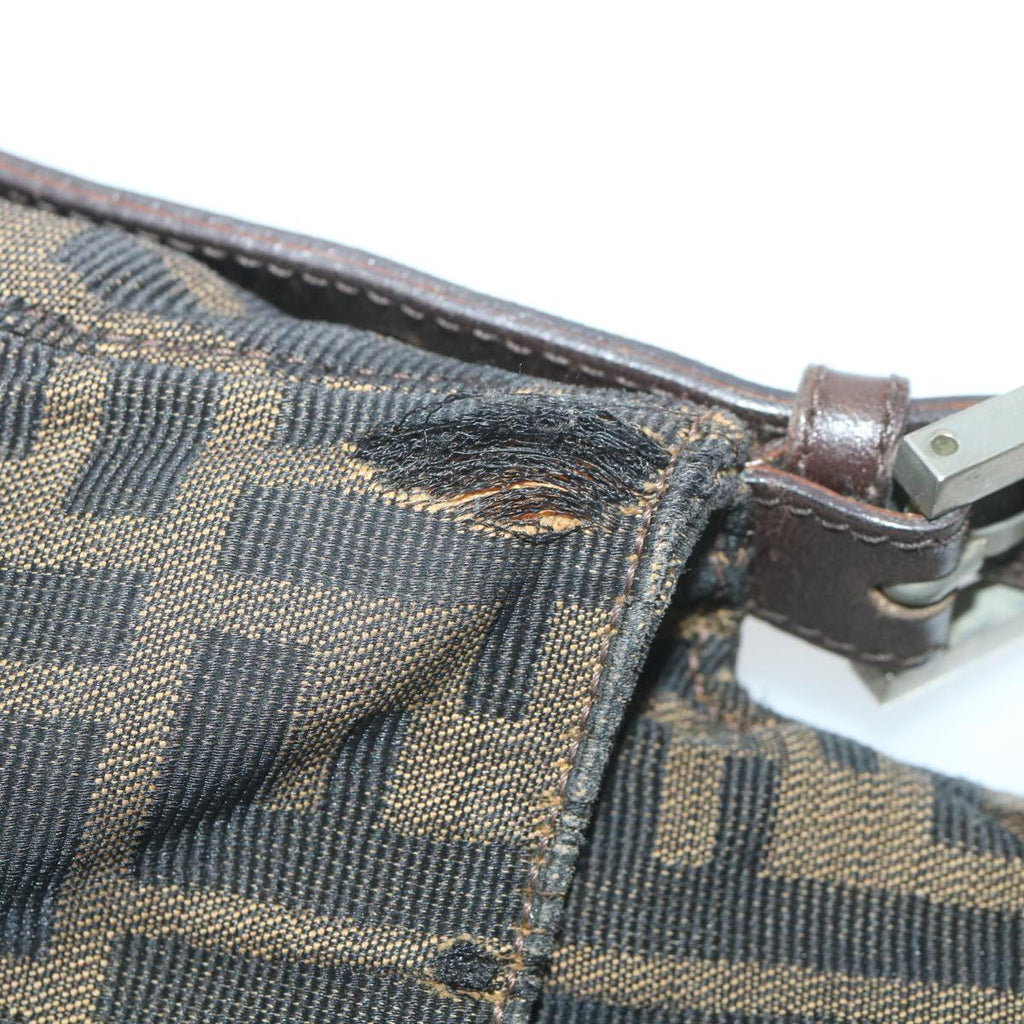 FENDI Zucca Canvas Mamma Baguette Shoulder Bag Black Brown58322