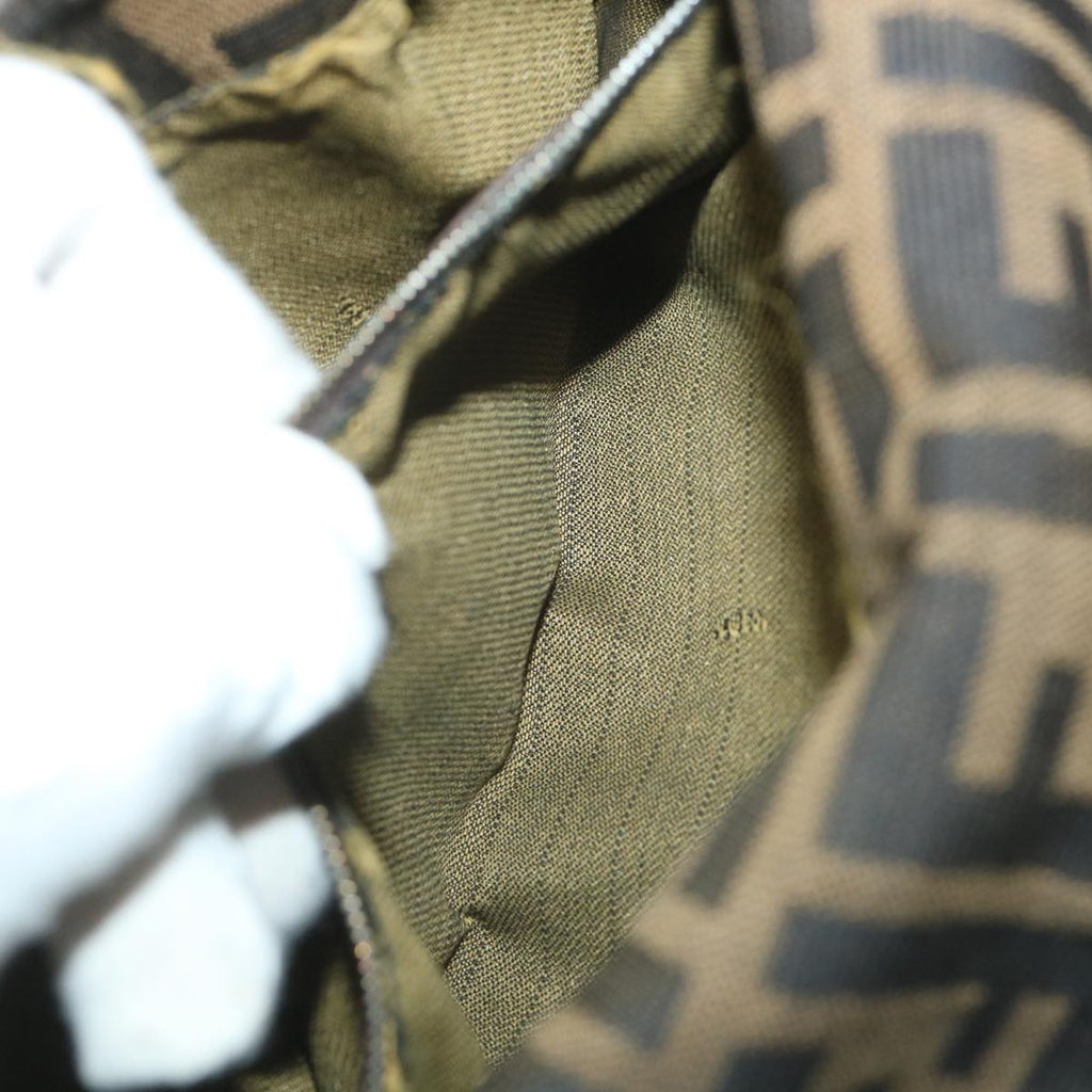 FENDI Zucca Canvas Mamma Baguette Shoulder Bag Black Brown58322