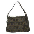 FENDI Zucca Canvas Mamma Baguette Shoulder Bag Black Brown58322
