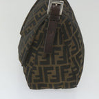 FENDI Zucca Canvas Mamma Baguette Shoulder Bag Black Brown58322