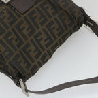 FENDI Zucca Canvas Mamma Baguette Shoulder Bag Black Brown58322