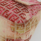 FENDI Zucchino Canvas Mamma Baguette Shoulder Bag Pink58332