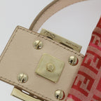 FENDI Zucchino Canvas Mamma Baguette Shoulder Bag Pink58332