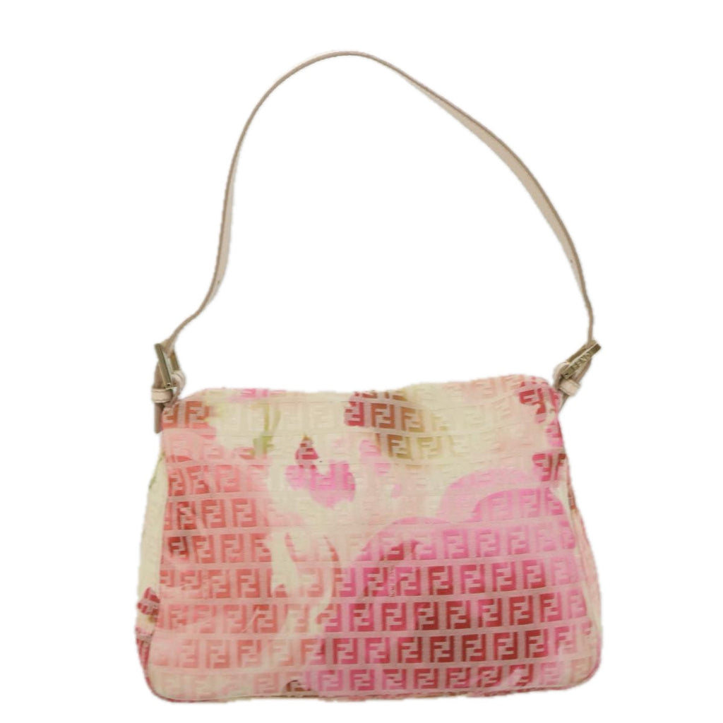 FENDI Zucchino Canvas Mamma Baguette Shoulder Bag Pink58332