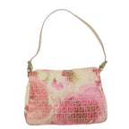 FENDI Zucchino Canvas Mamma Baguette Shoulder Bag Pink58332