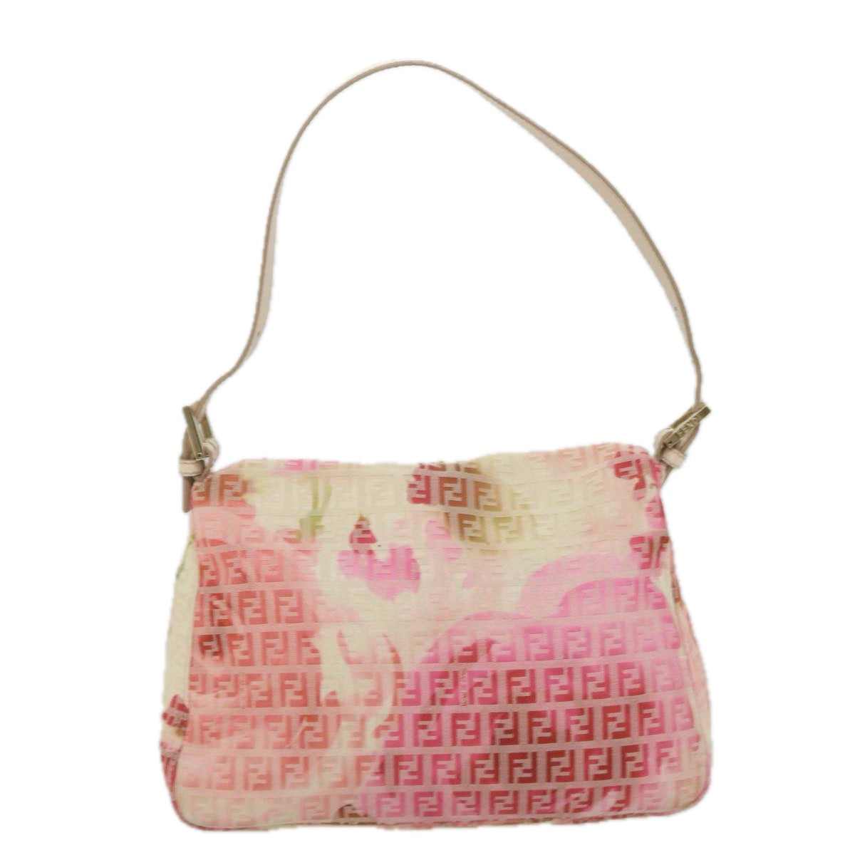 FENDI Zucchino Canvas Mamma Baguette Shoulder Bag Pink58332
