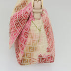 FENDI Zucchino Canvas Mamma Baguette Shoulder Bag Pink58332
