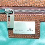 FENDI Mamma Baguette Shoulder Bag Canvas Brown White58340A