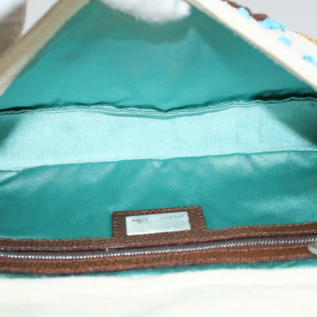 FENDI Mamma Baguette Shoulder Bag Canvas Brown White58340A