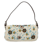 FENDI Mamma Baguette Shoulder Bag Canvas Brown White58340A