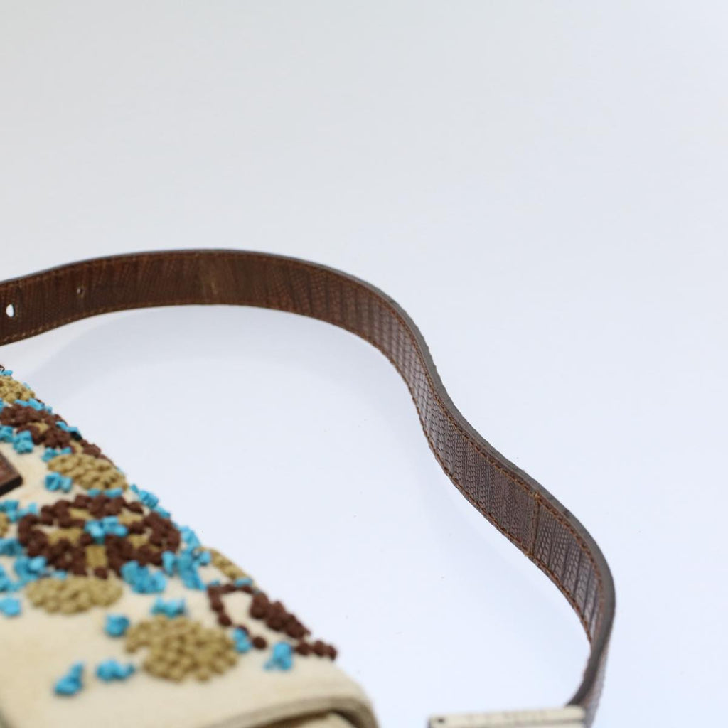 FENDI Mamma Baguette Shoulder Bag Canvas Brown White58340A