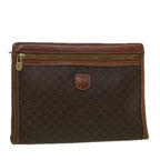 CELINE Macadam Canvas Clutch Bag PVC Leather Brown  58407