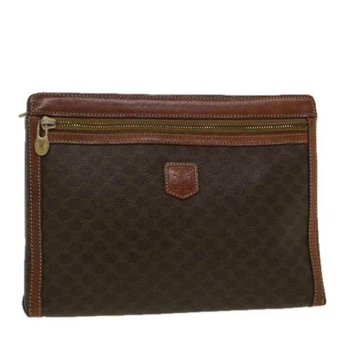 CELINE Macadam Canvas Clutch Bag PVC Leather Brown  58407