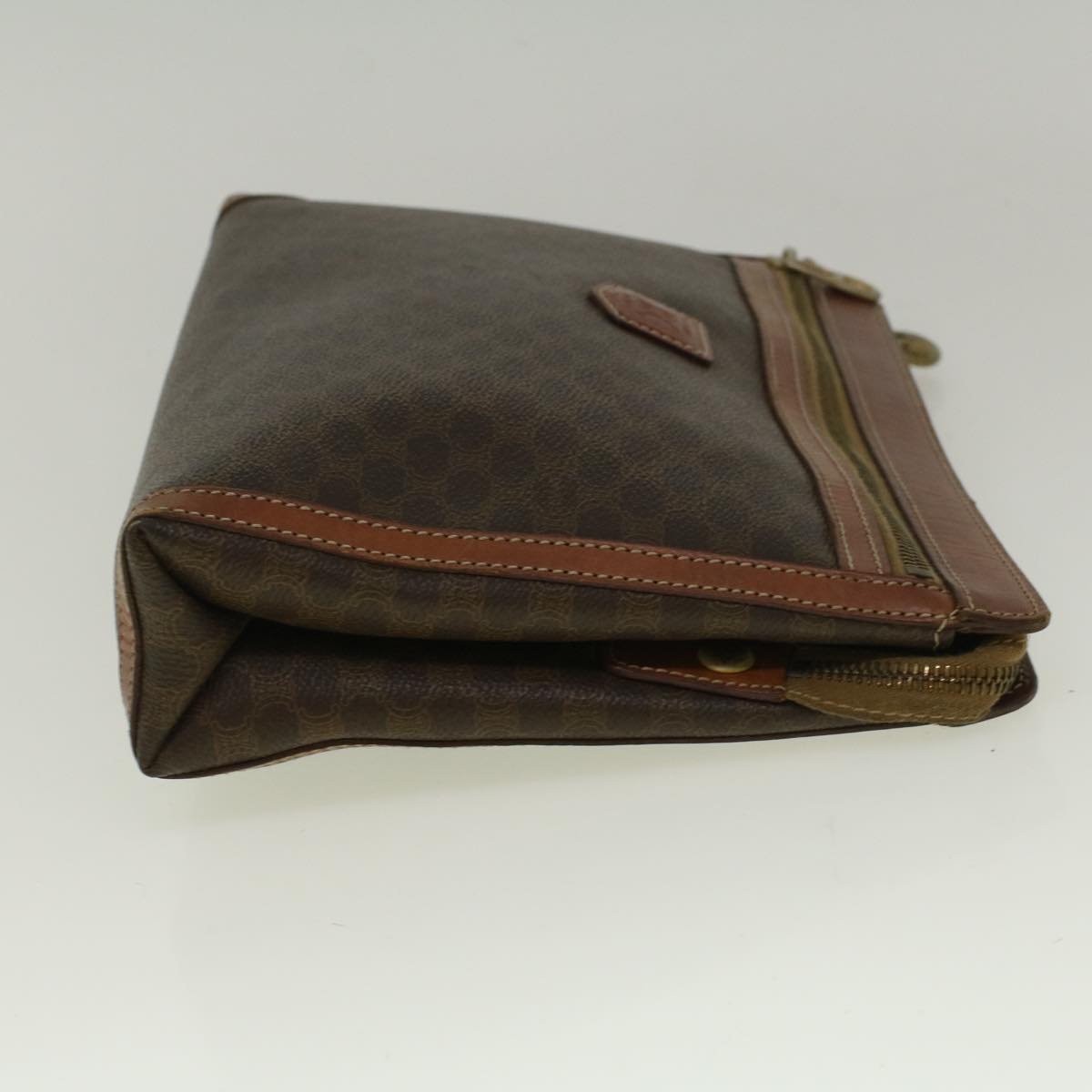 CELINE Macadam Canvas Clutch Bag PVC Leather Brown  58407