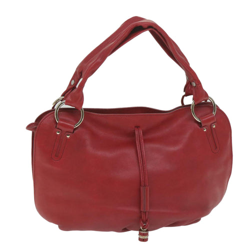 CELINE Shoulder Bag Leather Red  58409