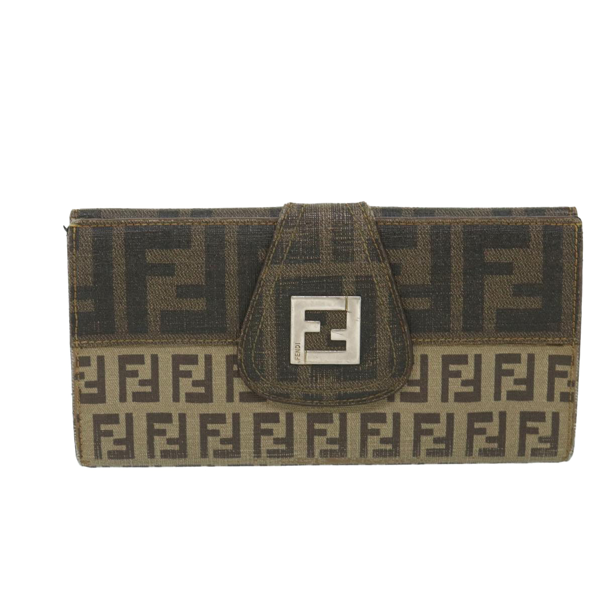 FENDI Zucchino Canvas Long Wallet Brown58419