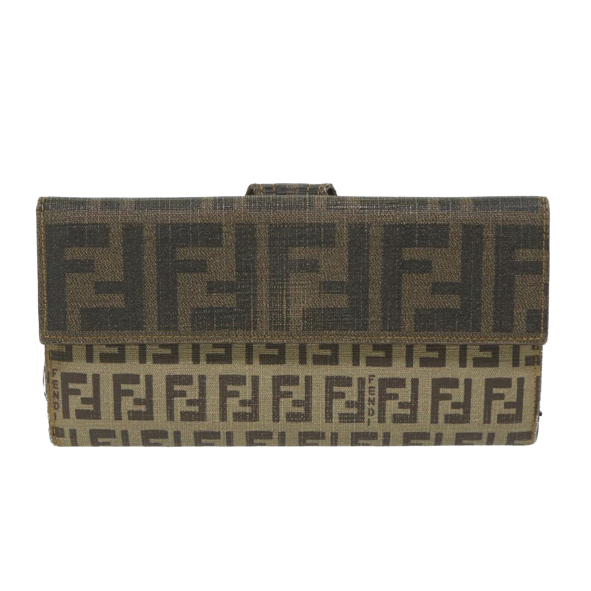 FENDI Zucchino Canvas Long Wallet Brown58419