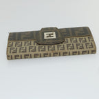 FENDI Zucchino Canvas Long Wallet Brown58419