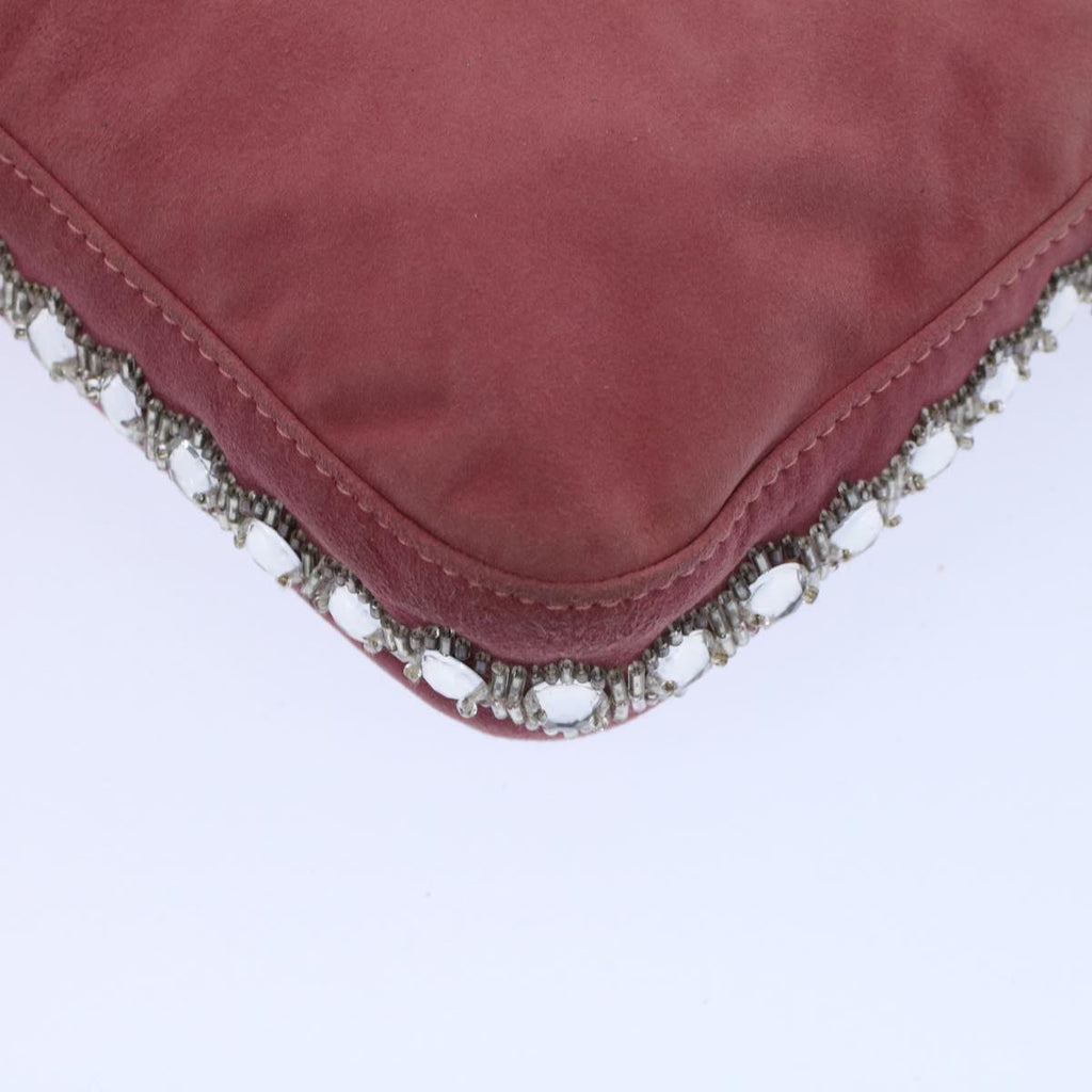 FENDI Mamma Baguette Shoulder Bag Suede Pink 2454 26424 09958420A