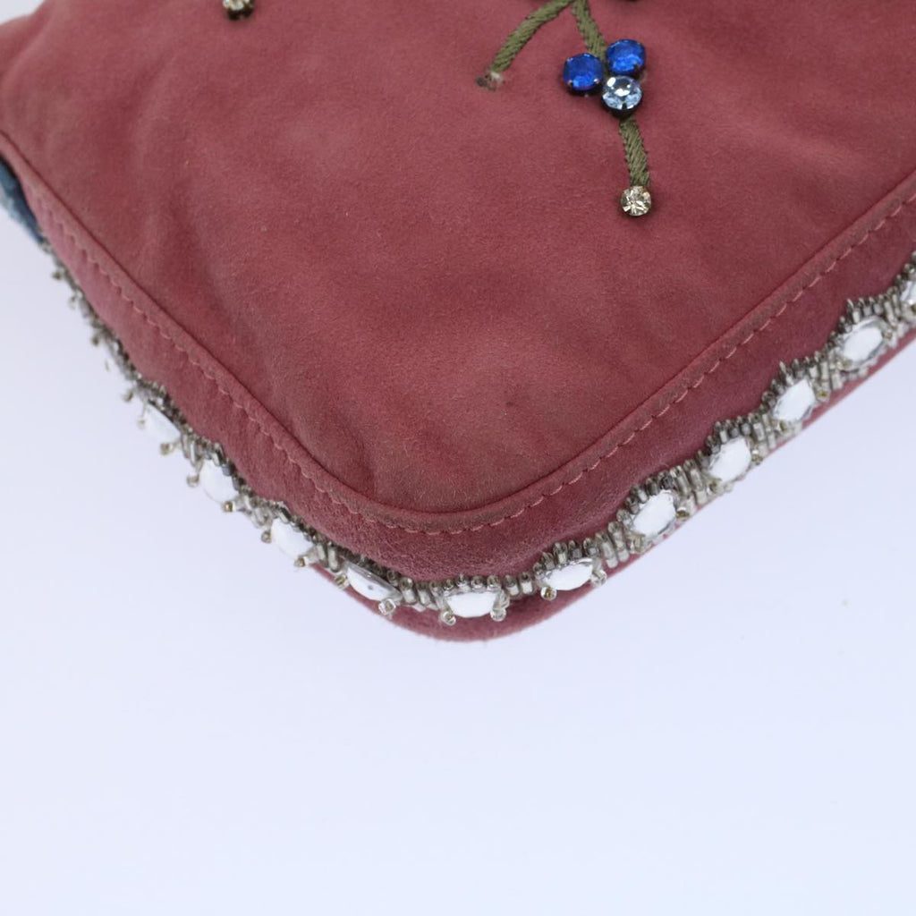 FENDI Mamma Baguette Shoulder Bag Suede Pink 2454 26424 09958420A