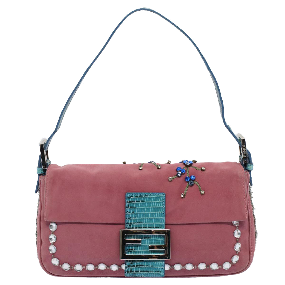 FENDI Mamma Baguette Shoulder Bag Suede Pink 2454 26424 09958420A