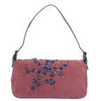 FENDI Mamma Baguette Shoulder Bag Suede Pink 2454 26424 09958420A
