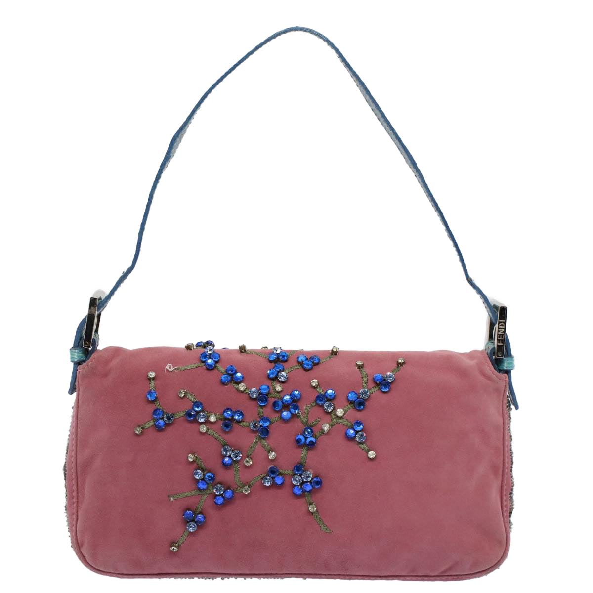 FENDI Mamma Baguette Shoulder Bag Suede Pink 2454 26424 09958420A