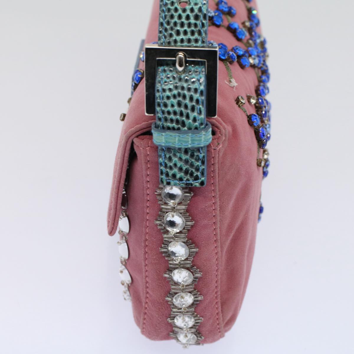 FENDI Mamma Baguette Shoulder Bag Suede Pink 2454 26424 09958420A