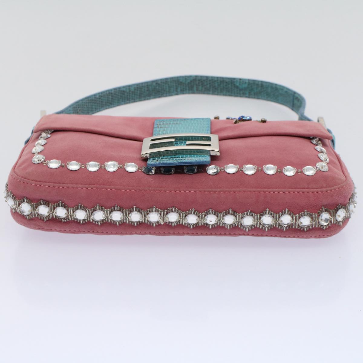 FENDI Mamma Baguette Shoulder Bag Suede Pink 2454 26424 09958420A