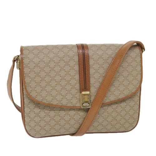 CELINE Macadam Canvas Shoulder Bag Beige  58580