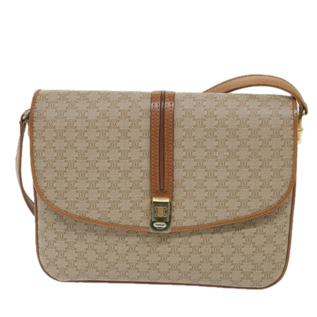 CELINE Macadam Canvas Shoulder Bag Beige  58580
