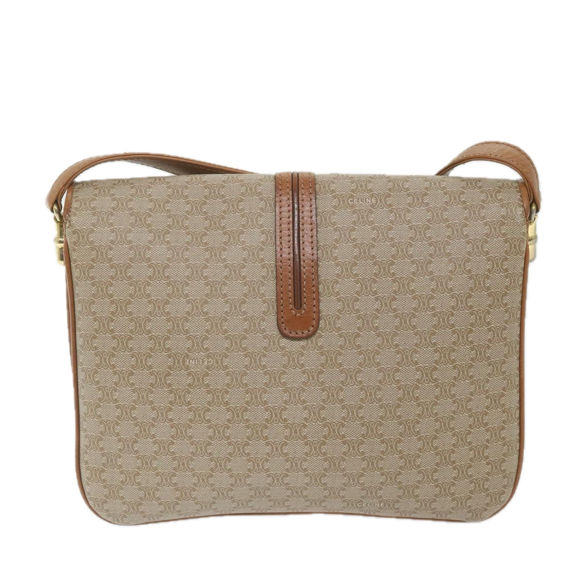 CELINE Macadam Canvas Shoulder Bag Beige  58580