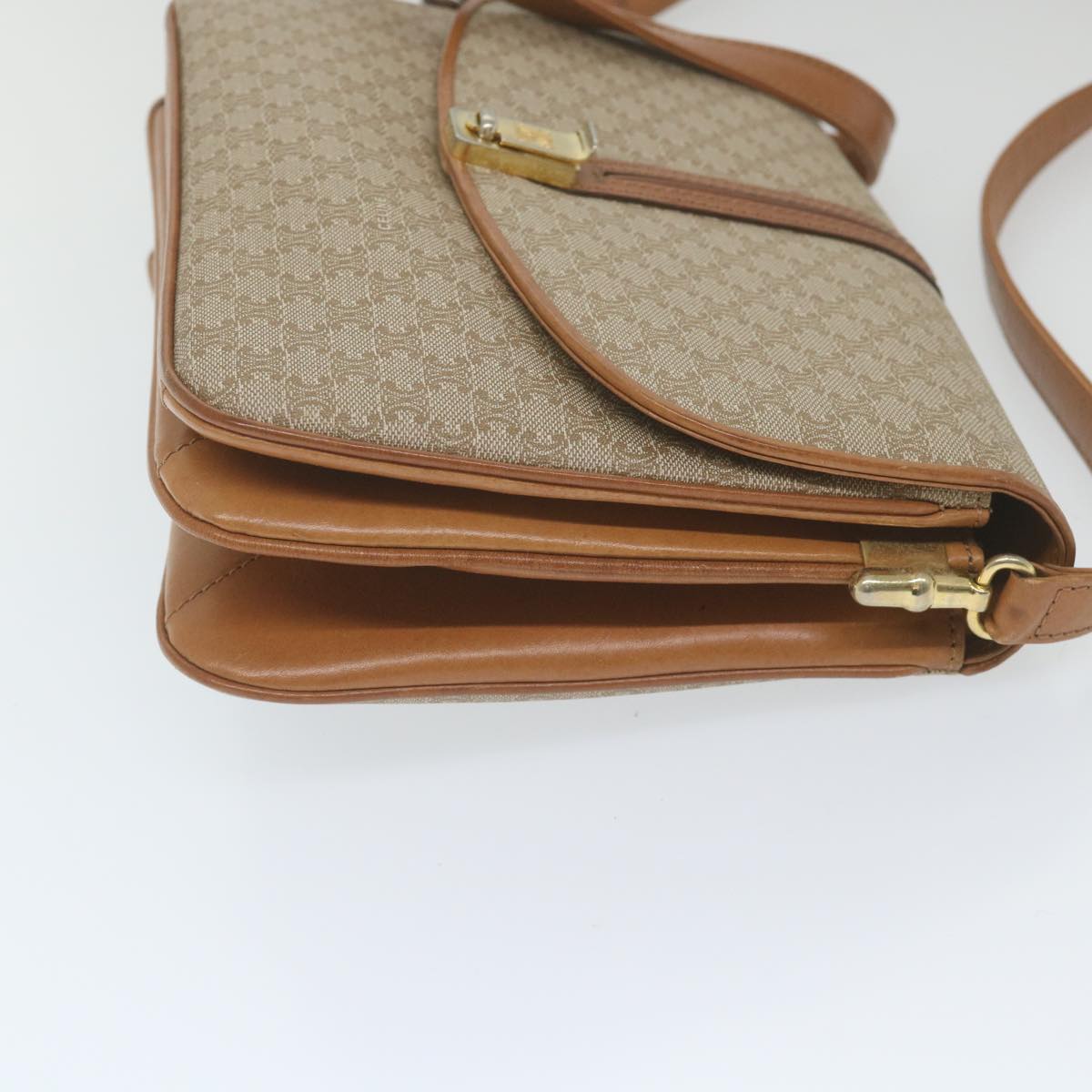 CELINE Macadam Canvas Shoulder Bag Beige  58580
